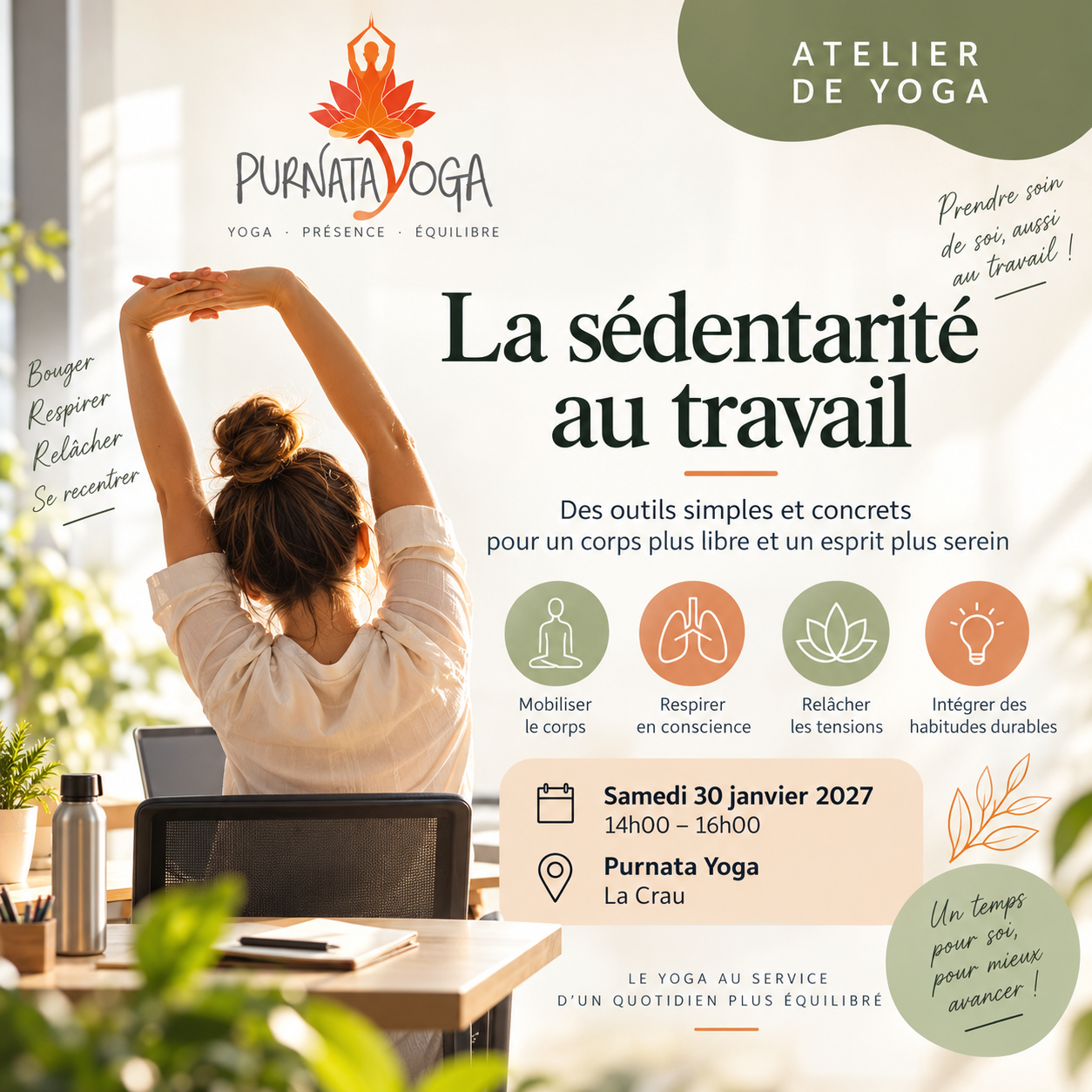 Atelier de yoga au travail